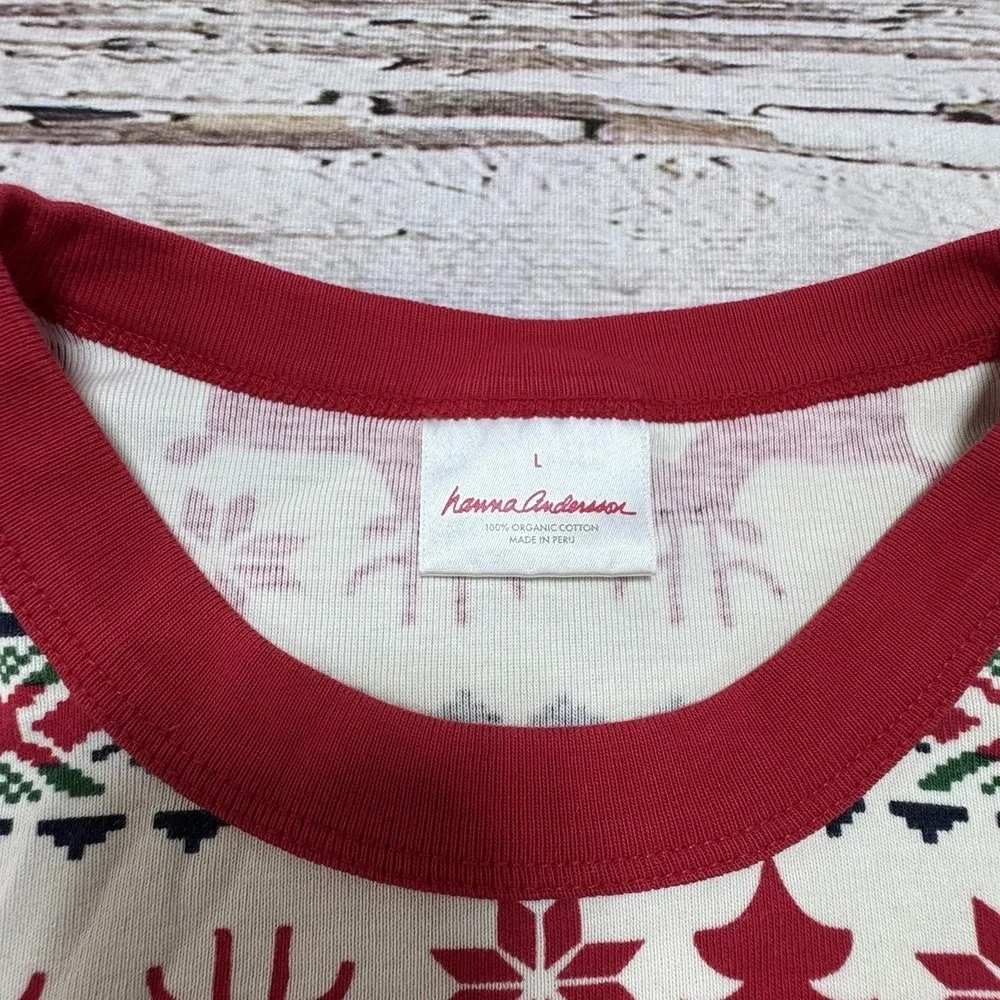 HANNA ANDERSSON Men's Unisex DEAR DEER Long John Cotton Pajama Top Sz Large
